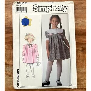 Vintage 1980s Simplicity 8989 Sewing Pattern Size 3 Dress & Lined Coat COMPLETE